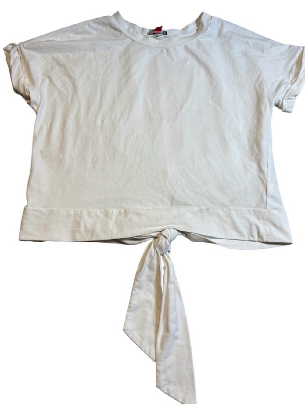 Vince Camuto White Tie Back Tee Top Women's Large Short Sleeve Crew Neck